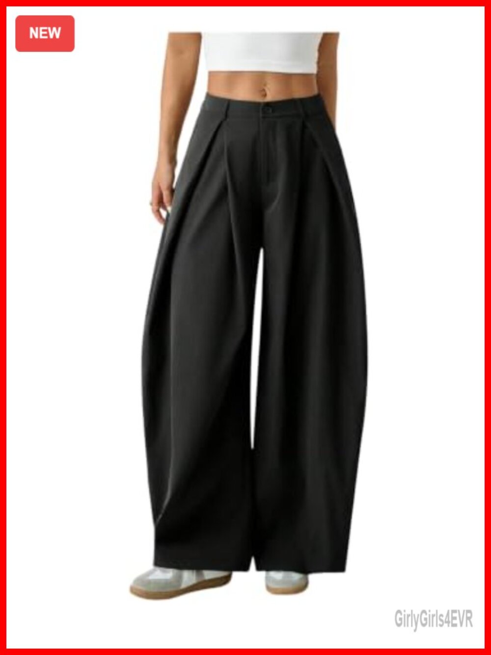 Plus Size Barrel Pants Low Rise Pleated Baggy Trousers Wide Leg